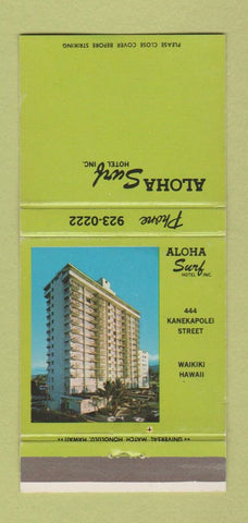 Matchbook Cover - Aloha Surf Hotel Waikiki Hawaii 30 Strike