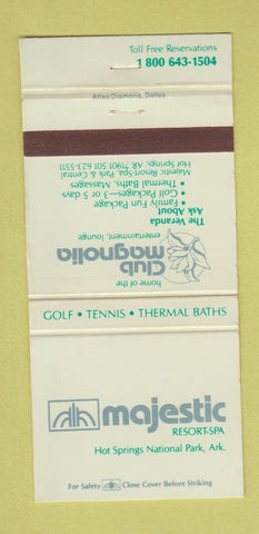 Matchbook Cover - Majestic Resort Spa Hot Springs National Park AR 30 Strike