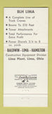 Matchbook Cover - Baldwin Lima Hamilton Cranes Lima OH 30 Strike