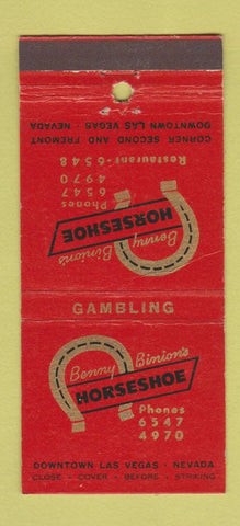 Matchbook Cover - Benny Binion's Horseshoe Casino Las Vegas NV 30 Stick
