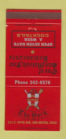 Matchbook Cover - The York San Mateo CA Restaurant 30 Strike