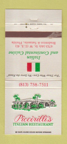 Matchbook Cover Piccirilli's Restaurant Bradenton Sarasota FL Italian 30 Strike