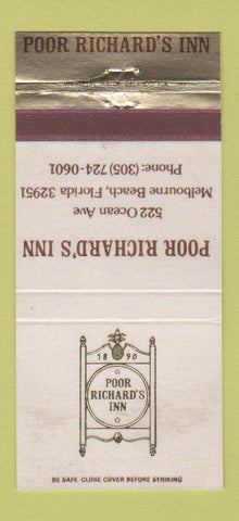 Matchbook Cover - Poor Richard's Inn Melbourne Beach FL 30 Strike