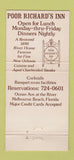 Matchbook Cover - Poor Richard's Inn Melbourne Beach FL 30 Strike