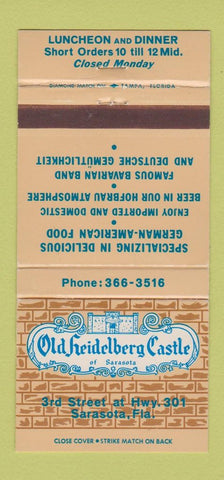 Matchbook Cover - Old Heidelberg Castle Sarasota FL 30 Strike
