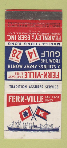 Matchbook Cover - Fern Ville Far East Lines Shipping WEAR 21 Strike Feature