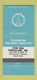 Matchbook Cover - 1978 Pontiac Thomaston GA Lombard Blue 30 Strike