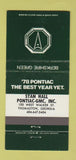Matchbook Cover - 1978 Pontiac Thomaston GA Berkshire Green 30 Strike