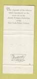 Matchbook Cover - New York Public Library Arents Tobacco Collection 30 Strike