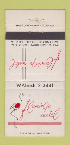 Matchbook Cover - Flamingo Motel Hallandale Beach FL 30 Strike