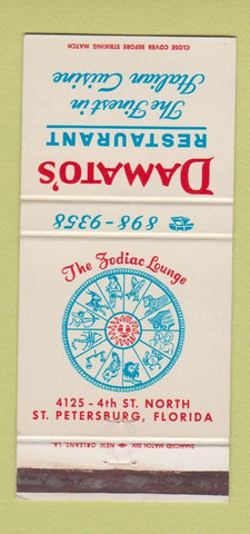 Matchbook Cover - Damato's Restaurant Italian St Petersburg FL 30 Strike