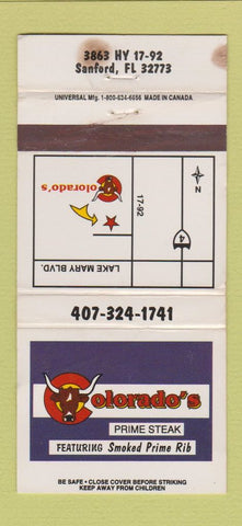 Matchbook Cover - Colorado's Prime Steak Sanford FL STAINED 30 Strike