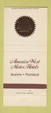 Matchbook Cover - American West Motor Hotels Seattle WA Portland OR 30 Strike