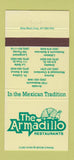 Matchbook Cover Armadillo Mexican Longmont Greeley Littleton Colorado 30 Strike