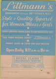 Matchbook Cover - Littmann's Women's Dresses girlie NYC WEAR 40 Strike
