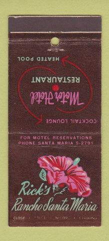 Matchbook Cover - Rick's Rancho Santa Maria CA 30 Stick