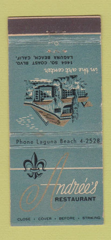 Matchbook Cover - Andree's Restaurant Laguna Beach CA WEAR 30 Stick