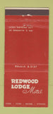 Matchbook Cover - Redwood Lodge Motel Los Angeles CA RED 30 Stick