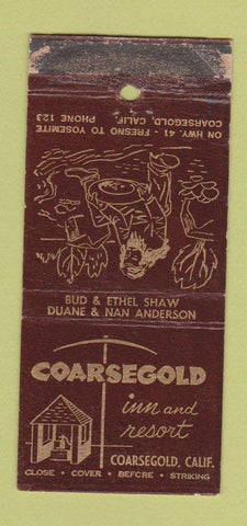 Matchbook Cover - Coarsegold Inn CA POOR STRIKER 30 Stick