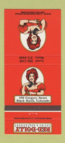 Matchbook Cover - Red Dolly Casino Black Hawk Colorado girlie 30 Strike