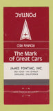 Matchbook Cover - James Pontiac Oakland CA Roman Red 30 Strike
