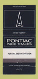 Matchbook Cover - Pontiac Wide Tracks Aegena Blue 30 Strike