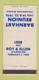 Matchbook Cover - Barnhart Reunion Columbia Falls MT 1976 30 Strike