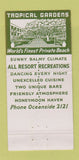 Matchbook Cover - Carlasbad Hotel by the Sea CA Tropical Gardens WEAR 30 Strike