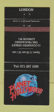 Matchbook Cover - Planet Hollywood London UK England 30 Strike