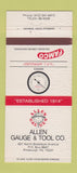 Matchbook Cover - Allen Gauge Tool Pittsburgh PA 30 Strike