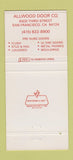 Matchbook Cover - Allwood Door Company San Francisco CA 30 Strike