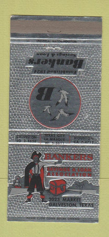 Matchbook Cover - Bankers Savings and Loan Galveston TX pirate 30 Strike