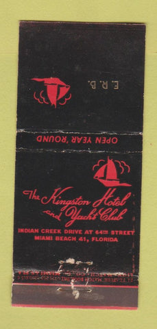 Matchbook Cover Kingston Hotel Yacht Club Miami Beach FL WEAR  21 Strike Feature