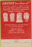 Matchbook Cover - David's Golaith Work Gloves Springfield OH 40 Stick