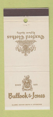 Matchbook Cover - Bullock Jones Oxxford Clothes 30 Stick