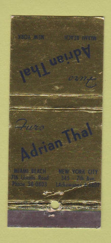 Matchbook Cover - Adrian Thal Furs Miami Beach FL WEAR 21 Strike Feature