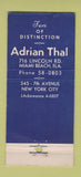 Matchbook Cover - Adrian Thal Furs Miami Beach FL WEAR 21 Strike Feature