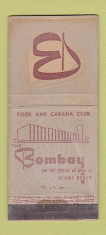 Matchbook Cover - Bombay Miami Beach FL POOR 21 Strike Feature