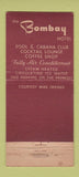 Matchbook Cover - Bombay Miami Beach FL POOR 21 Strike Feature