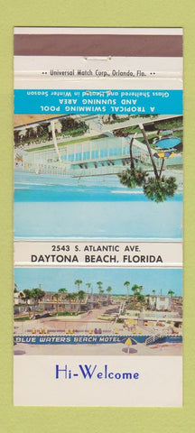 Matchbook Cover - Blue Waters Beach Motel Daytona Beach FL 30 Strike