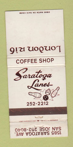 Matchbook Cover - Saratoga Lanes Bowling San Jose CA WORN 30 Strike