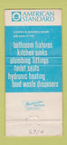 Matchbook Cover - American Standard Plumbing Fixtures WORN 30 Strike