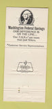 Matchbook Cover - Washington Federal Savings 30 Strike