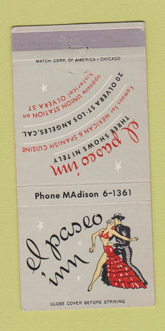 Matchbook Cover - El Paseo Inn Los Angeles CA girlie 30 Strike