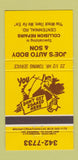 Matchbook Cover - Joe's Auto body Canada 30 Strike
