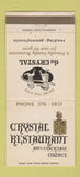 Matchbook Cover - Crystal Restaurant Kosher Reading PA WEAR 30 Strike