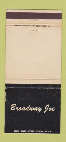 Matchbook Cover - Broadway Joe New York City WORN 30 Strike