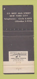 Matchbook Cover - Broadway Joe New York City WORN 30 Strike