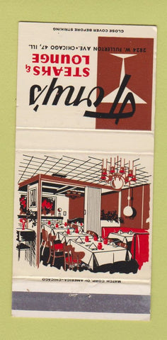 Matchbook Cover - Tony's Steaks Chicago IL WEAR 30 Strike