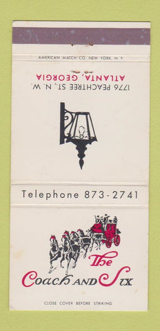 Matchbook Cover - Coach and Six Atlanta GA 30 Strike